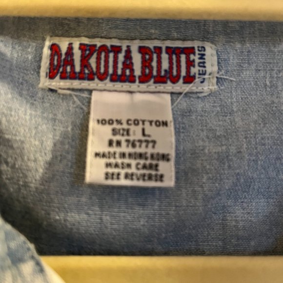 Men's Vintage Dakota Blue Denim Patchwork Button Down Shirt - Picture 3 of 8